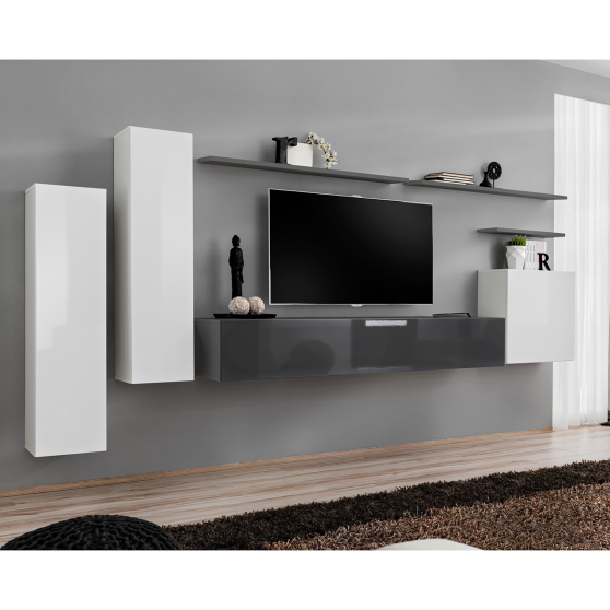 Meblościanka SWITCH SW 1 Biały / Grafit SWITCH GRAFIT / BIAŁY Podstawowe