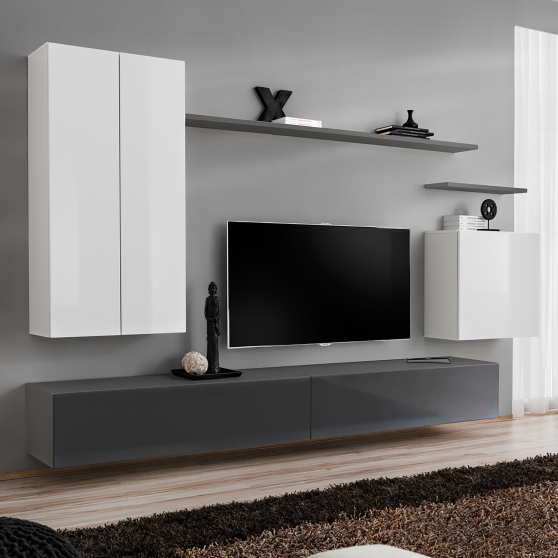 Meblościanka SWITCH SW 2 Biały / Grafit SWITCH GRAFIT / BIAŁY Podstawowe