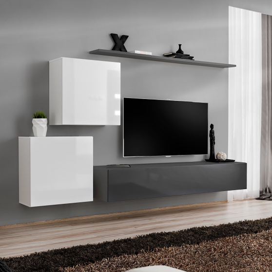 Meblościanka SWITCH SW 5 Biały / Grafit SWITCH GRAFIT / BIAŁY Podstawowe