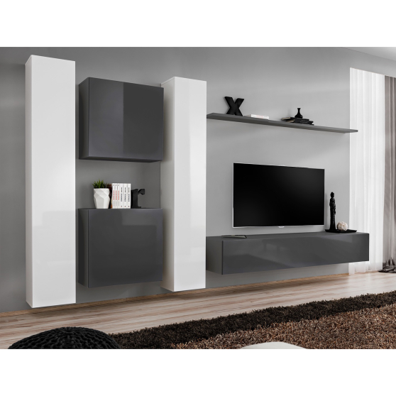 Meblościanka SWITCH SW 6 Biały / Grafit SWITCH GRAFIT / BIAŁY Podstawowe