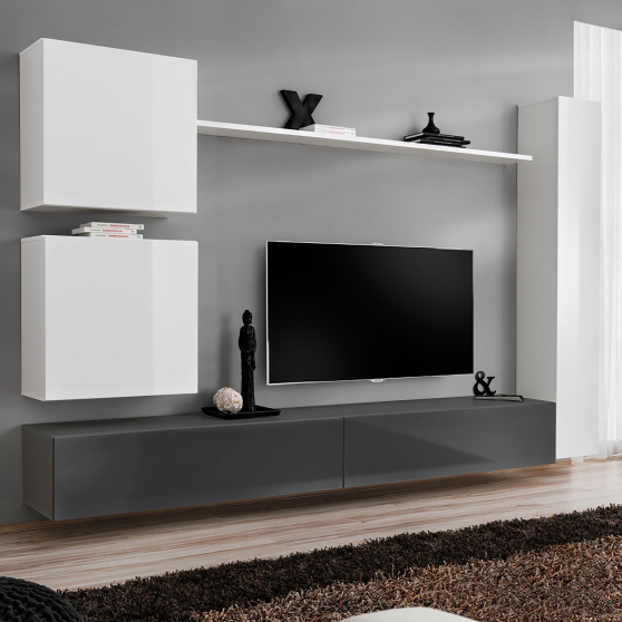 Meblościanka SWITCH SW 8 Biały / Grafit SWITCH GRAFIT / BIAŁY Podstawowe