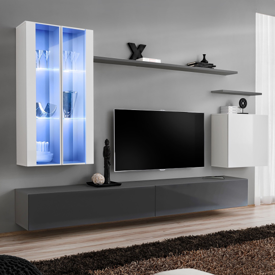 Meblościanka SWITCH SW 12 Biały / Grafit SWITCH GRAFIT / BIAŁY Podstawowe