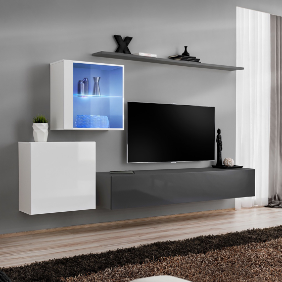 Meblościanka SWITCH SW 15 Biały / Grafit SWITCH GRAFIT / BIAŁY Podstawowe