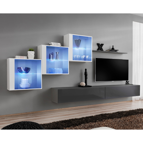 Meblościanka SWITCH SW 20 Biały / Grafit SWITCH GRAFIT / BIAŁY Podstawowe