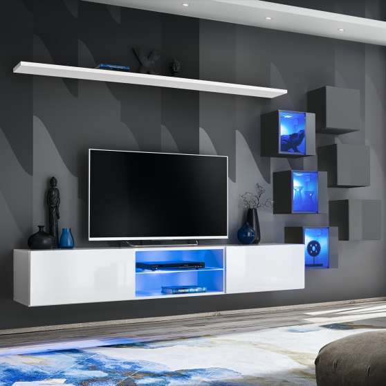 Meblościanka SWITCH SW 21 Biały / Grafit SWITCH GRAFIT / BIAŁY Podstawowe