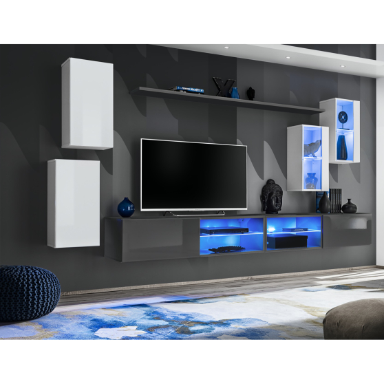 Meblościanka SWITCH SW 25 Biały / Grafit SWITCH GRAFIT / BIAŁY Podstawowe