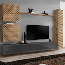 Meblościanka SWITCH SW 8 Wotan / Grafit / Wotan front frezowany SWITCH GRAFIT / WOTAN LAMEL Podstawowe