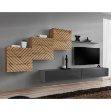 Meblościanka SWITCH SW 10 Wotan / Grafit / Wotan front frezowany SWITCH GRAFIT / WOTAN LAMEL Podstawowe