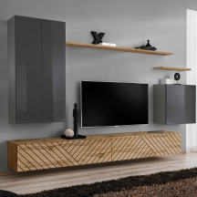 Meblościanka SWITCH SW 2 Grafit / Wotan / Wotan front frezowany SWITCH GRAFIT / WOTAN LAMEL Podstawowe