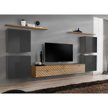 Meblościanka SWITCH SW 4 Grafit / Wotan / Wotan front frezowany SWITCH GRAFIT / WOTAN LAMEL Podstawowe