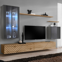 Meblościanka SWITCH SW 12 Grafit / Wotan / Wotan front frezowany SWITCH GRAFIT / WOTAN LAMEL Podstawowe