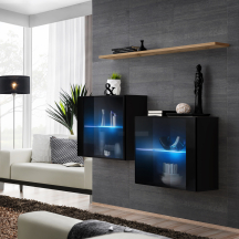 Zestaw dwóch witryn wiszących z oświetleniem SB3 Czarny / Wotan SWITCH CZARNY / WOTAN Podstawowe