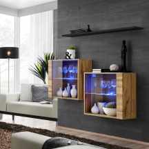 Zestaw dwóch witryn wiszących z oświetleniem SB3 Wotan / Czarny SWITCH CZARNY / WOTAN Podstawowe