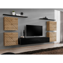 Meblościanka SWITCH SW 4 Wotan / Czarny / Wotan front frezowany SWITCH CZARNY / WOTAN LAMEL Podstawowe