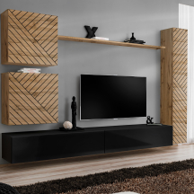 Meblościanka SWITCH SW 8 Wotan / Czarny / Wotan front frezowany SWITCH CZARNY / WOTAN LAMEL Podstawowe