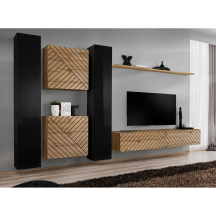 Meblościanka SWITCH SW 6 Czarny / Wotan / Wotan front frezowany SWITCH CZARNY / WOTAN LAMEL Podstawowe