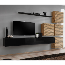 Meblościanka SWITCH SW 9 Czarny / Wotan / Wotan front frezowany SWITCH CZARNY / WOTAN LAMEL Podstawowe