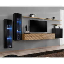 Meblościanka SWITCH SW 11 Czarny / Wotan / Wotan front frezowany SWITCH CZARNY / WOTAN LAMEL Podstawowe