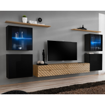 Meblościanka SWITCH SW 14 Czarny / Wotan / Wotan front frezowany SWITCH CZARNY / WOTAN LAMEL Podstawowe