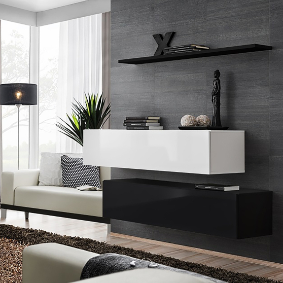 Zestaw dwóch szafek RTV SB2 Biały / Czarny SWITCH CZARNY / BIAŁY Podstawowe