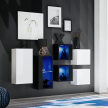 Zestaw szafek wiszących z oświetleniem SB 4Biały / Czarny SWITCH CZARNY / BIAŁY Podstawowe