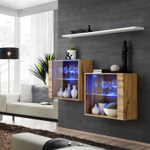 Zestaw dwóch witryn wiszących z oświetleniem SB3 Wotan / Biały SWITCH BIAŁY / WOTAN Podstawowe