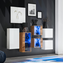 Zestaw szafek wiszących z oświetleniem SB 4Wotan / Biały SWITCH BIAŁY / WOTAN Podstawowe