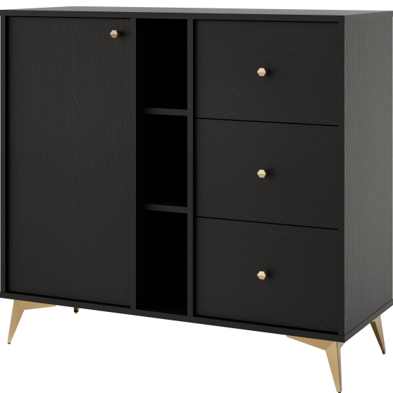 Komoda 824 1F 3SA Czarny Grafit TOKYO 1 Podstawowe