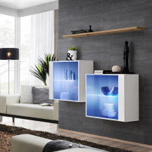 Zestaw dwóch witryn wiszących z oświetleniem SB3 Biały / Wotan SWITCH BIAŁY / WOTAN Podstawowe