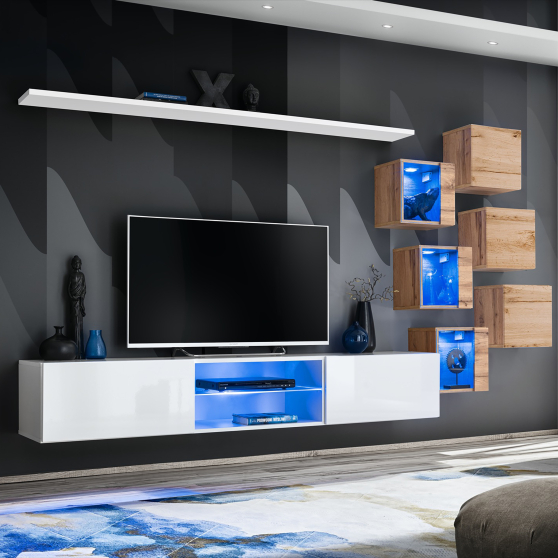 Meblościanka SWITCH SW 21 Biały / Wotan SWITCH BIAŁY / WOTAN Podstawowe