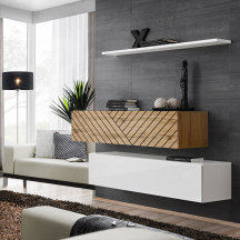 Zestaw dwóch szafek RTV SB2 Wotan / Biały / Wotan front frezowany SWITCH BIAŁY / WOTAN LAMEL Podstawowe