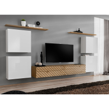 Meblościanka SWITCH SW 4 Biały / Wotan / Wotan front frezowany SWITCH BIAŁY / WOTAN LAMEL Podstawowe