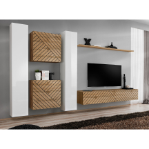 Meblościanka SWITCH SW 6 Biały / Wotan / Wotan front frezowany SWITCH BIAŁY / WOTAN LAMEL Podstawowe