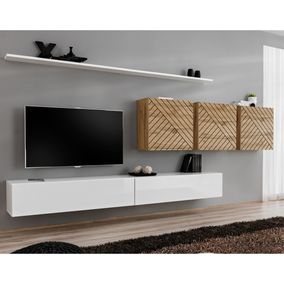 Meblościanka SWITCH SW 7 Biały / Wotan / Wotan front frezowany SWITCH BIAŁY / WOTAN LAMEL Podstawowe