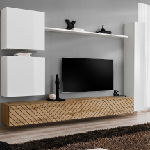 Meblościanka SWITCH SW 8 Biały / Wotan / Wotan front frezowany SWITCH BIAŁY / WOTAN LAMEL Podstawowe