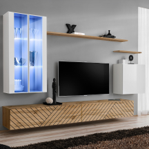 Meblościanka SWITCH SW 12 Biały / Wotan / Wotan front frezowany SWITCH BIAŁY / WOTAN LAMEL Podstawowe