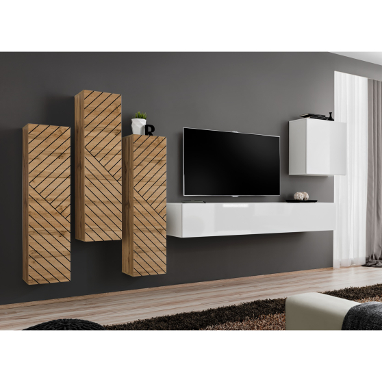 Meblościanka SWITCH SW 3 Wotan / Biały / Wotan front frezowany SWITCH BIAŁY / WOTAN LAMEL Podstawowe