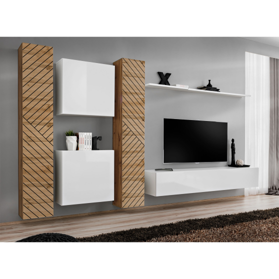 Meblościanka SWITCH SW 6 Wotan / Biały / Wotan front frezowany SWITCH BIAŁY / WOTAN LAMEL Podstawowe