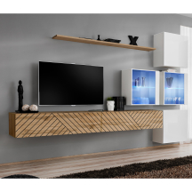 Meblościanka SWITCH SW 19 Wotan / Biały / Wotan front frezowany SWITCH BIAŁY / WOTAN LAMEL Podstawowe