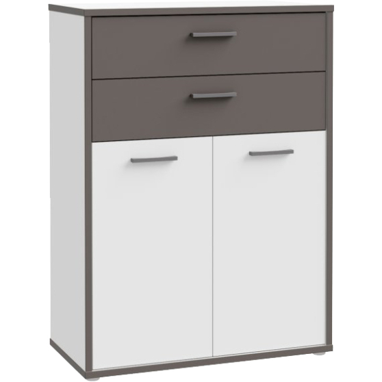 Szafka 2 szuflady 2 drzwi KFLK322-J53 Biały / Szary KEFLAVIK Podstawowe