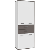 Szafka wysoka 2 szuflady 4 drzwi KFLS821-J53 Biały / Szary KEFLAVIK Podstawowe
