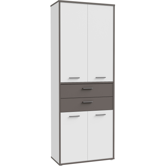 Szafka wysoka 2 szuflady 4 drzwi KFLS821-J53 Biały / Szary KEFLAVIK Podstawowe