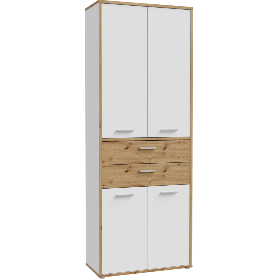 Szafka wysoka 2 szuflady 4 drzwi KFLS821-C881 Biały / Dąb Artisan KEFLAVIK Podstawowe