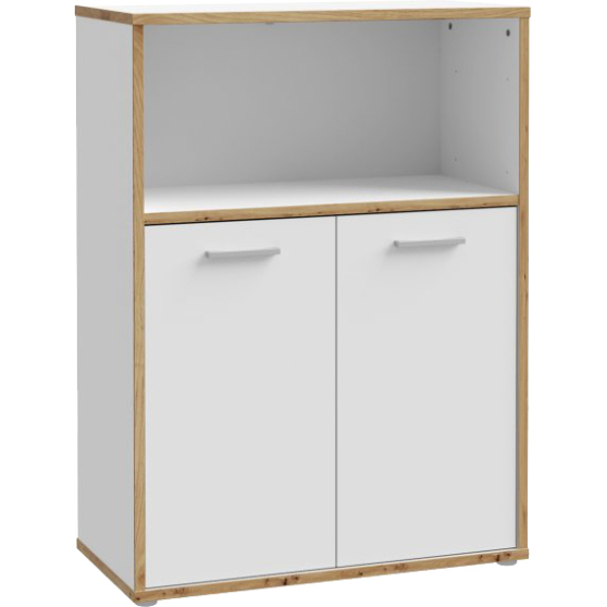 Regał niski z szafką KFLR321-C881 Biały / Dąb Artisan KEFLAVIK Podstawowe