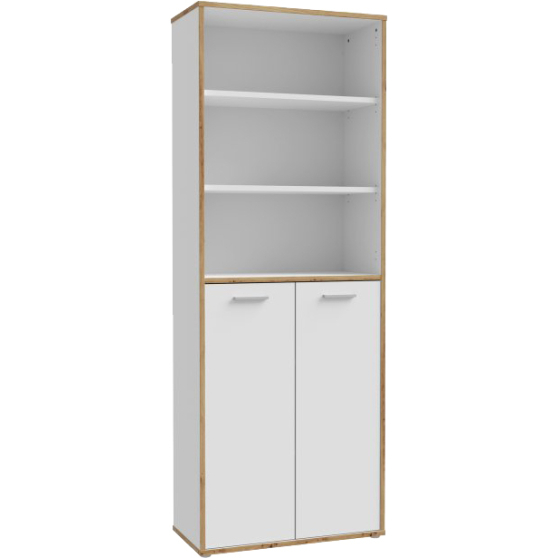 Regał wysoki z szafką KFLR821-C881 Biały / Dąb Artisan KEFLAVIK Podstawowe