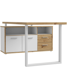 Biurko z komodą KFLB141-C881 Biały / Dąb Artisan KEFLAVIK Podstawowe