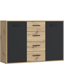 Komoda 120 cm NTU231-M712 Dąb Artisan / Czarny ANTUZA Podstawowe