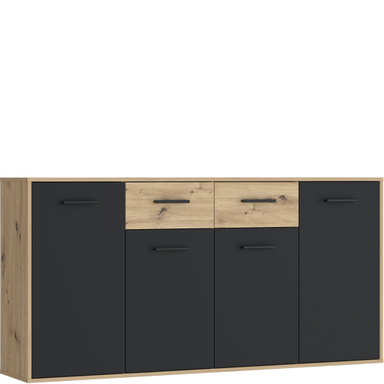 Komoda 2 szuflady 4 szafki NTU241-M712 Dąb Artisan / Czarny ANTUZA Podstawowe