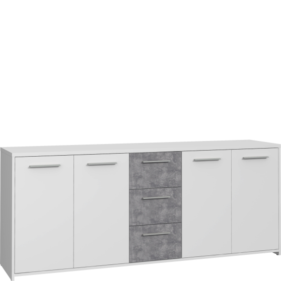 Komoda duża 180 cm FINPILVI01-C291 Beton Jasnoszary / Biały PILVI Podstawowe