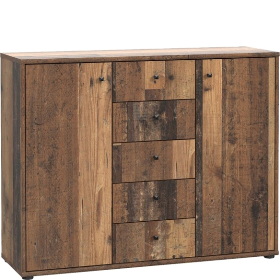 Komoda 5 szuflad 2 drzwi T2KK45-H51 Old-Wood Vintage NET106 Podstawowe